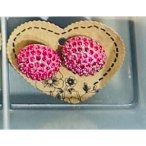 Pretty Pink Rhinestone Earrings - pierced